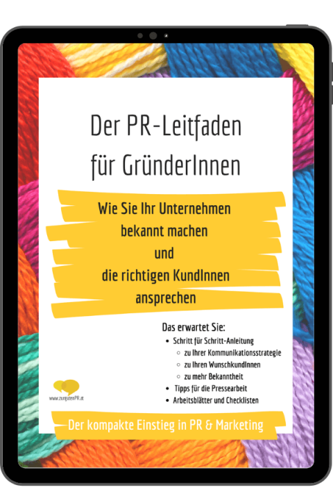 Der PR-Leitfaden Für GründerInnen Als E-Book +Checklisten+Arbeitsblätter